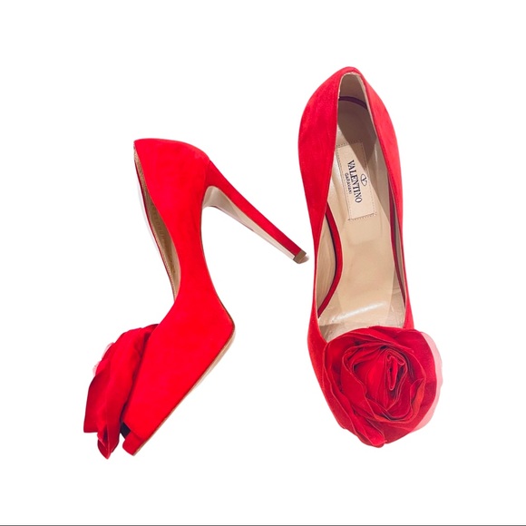Valentino Garavani Shoes - Valentino classic silk rosette peep toe
